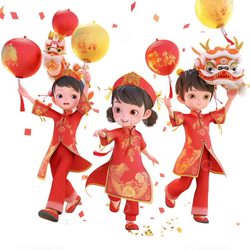 高清大图下载【趣麦麦图】庆祝中国新年3D