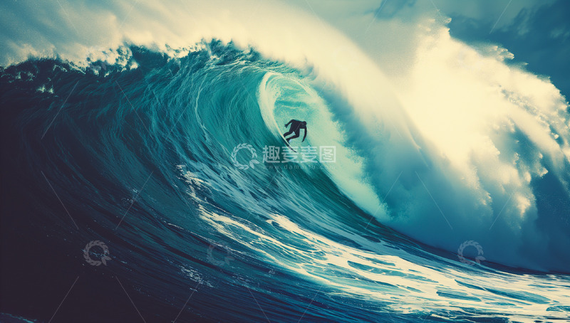 高清大图下载【趣麦麦图】海面乘风海浪冲浪背景