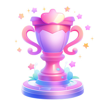 卡通少女奖杯3d渲染素材