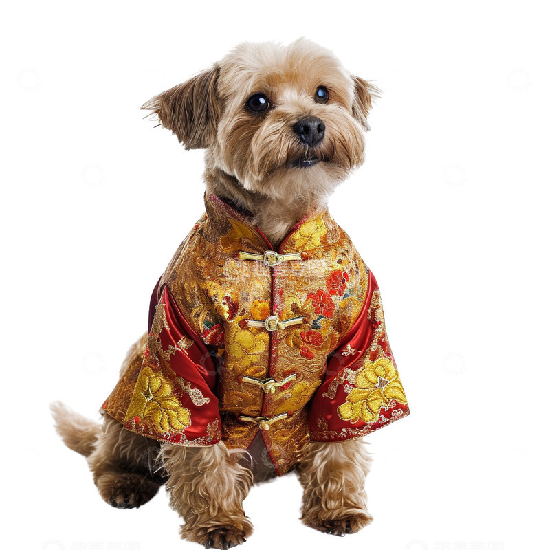 高清大图下载【趣麦麦图】新年装扮的小狗