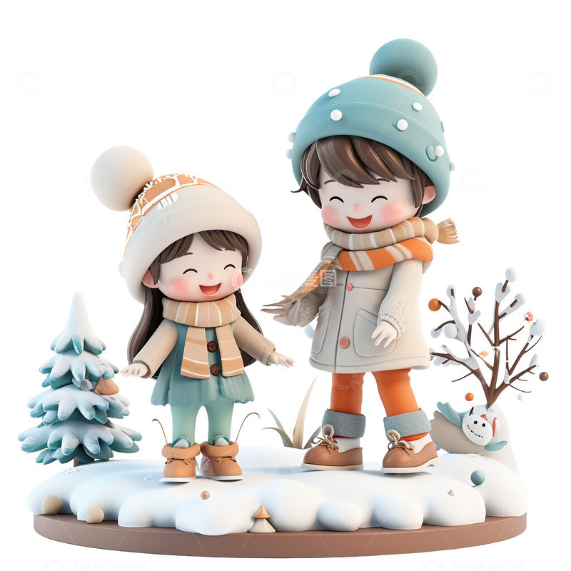 高清大图下载【趣麦麦图】冬天玩耍场景3D