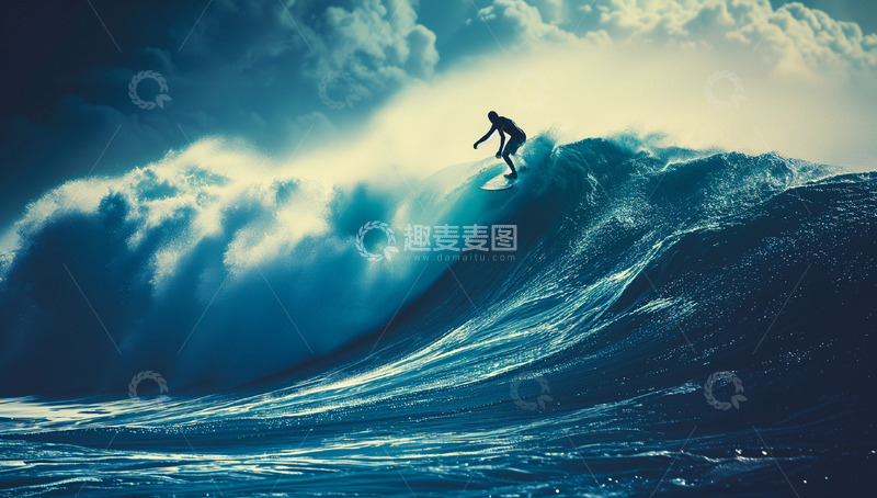 高清大图下载【趣麦麦图】海面破浪海浪冲浪背景