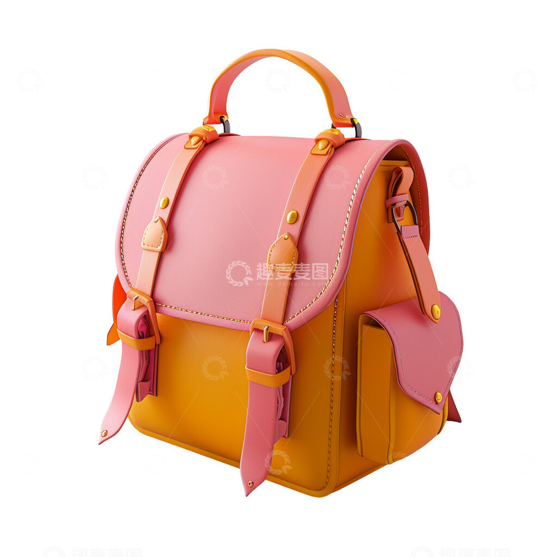 高清大图下载【趣麦麦图】开学季立体风格书包