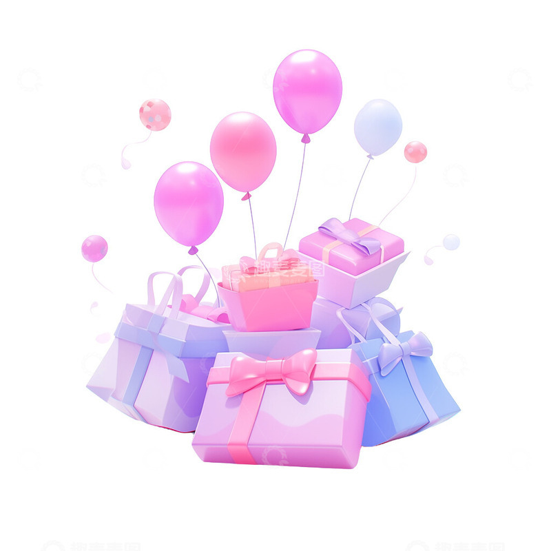 高清大图下载【趣麦麦图】购物街购物礼盒气球装饰
