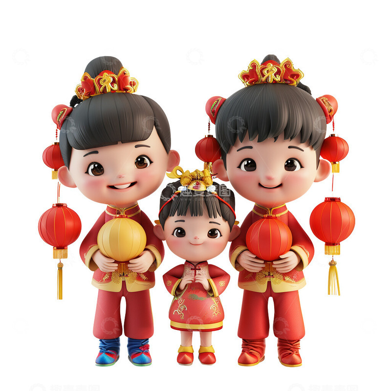 高清大图下载【趣麦麦图】可爱的过新年庆祝小朋友