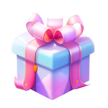 粉蓝蝴蝶结3d礼物包装盒素材