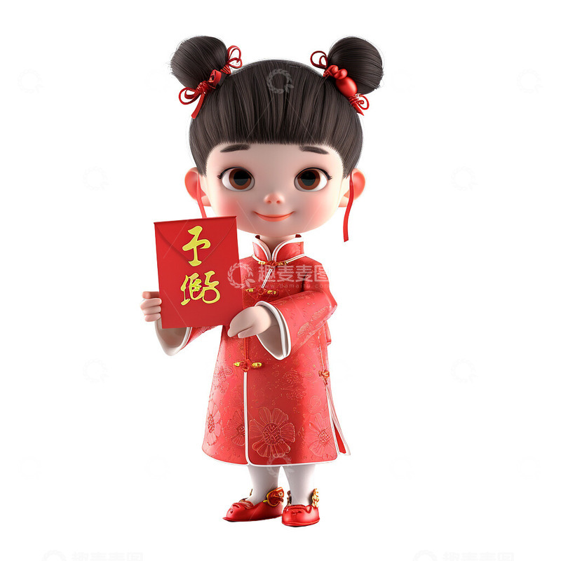高清大图下载【趣麦麦图】3D风格红包女孩
