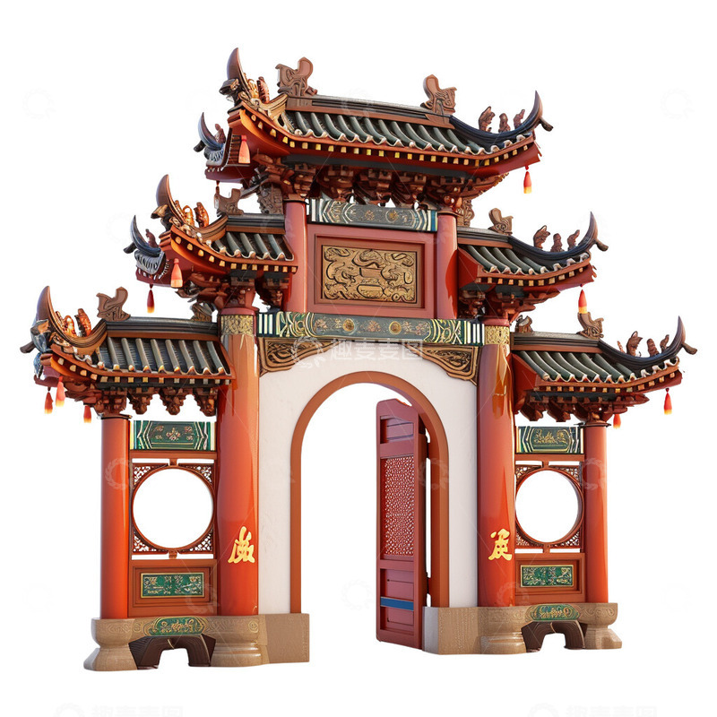 中式传统风格大门牌坊