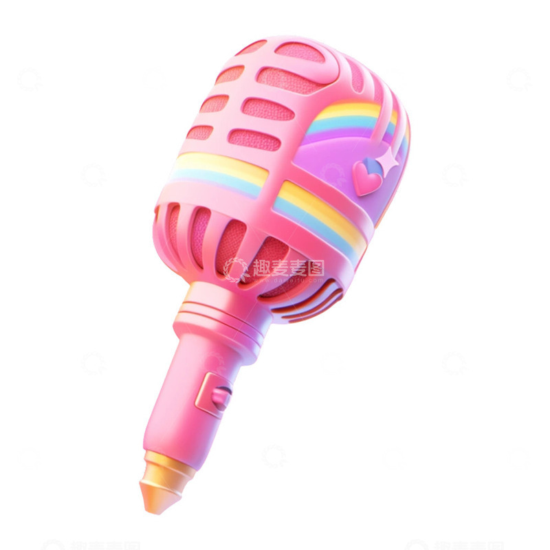 源文件下载【趣麦麦图】3D立体可爱话筒粉色免抠元素