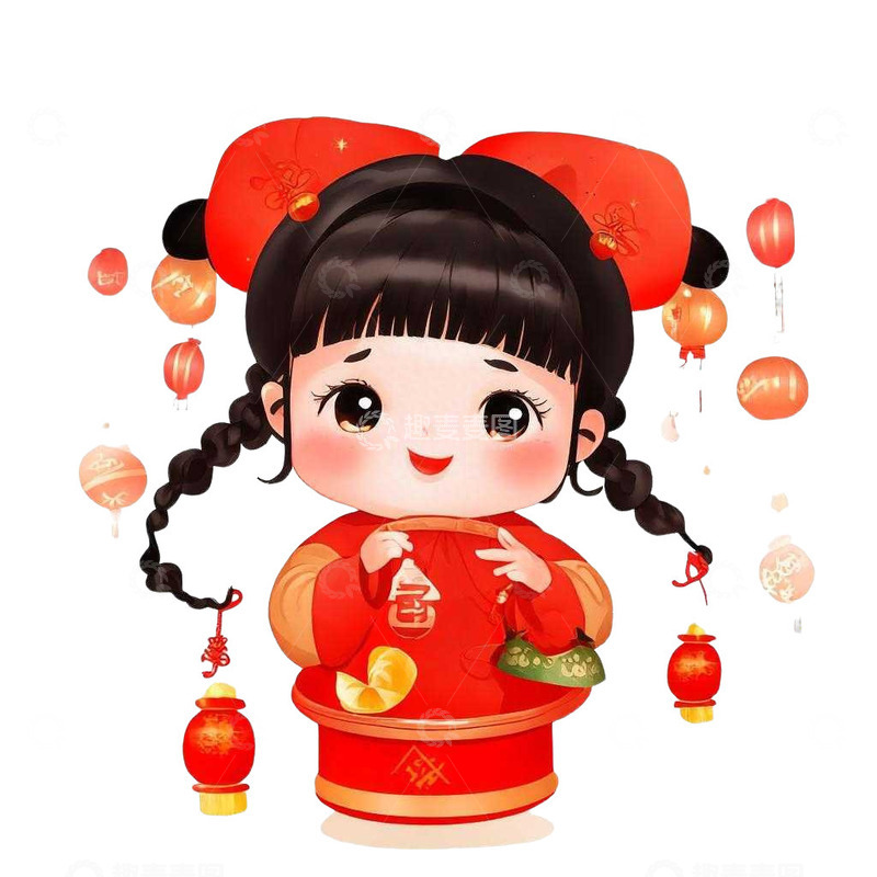 春节可爱小女孩庆祝