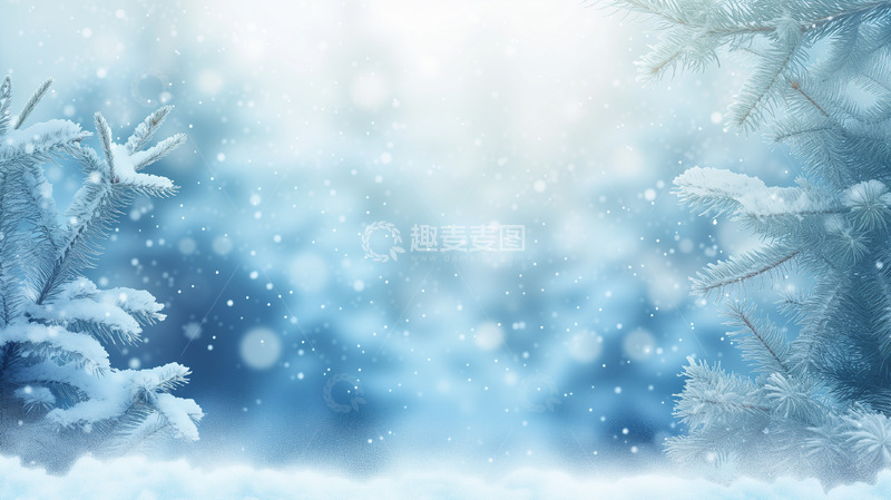 高清大图下载【趣麦麦图】冬季蓝色小清新雪花天空装饰纹理背景