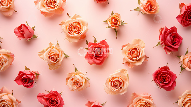 高清大图下载【趣麦麦图】玫瑰花背景红色