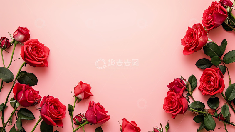 高清大图下载【趣麦麦图】玫瑰花粉色背景1