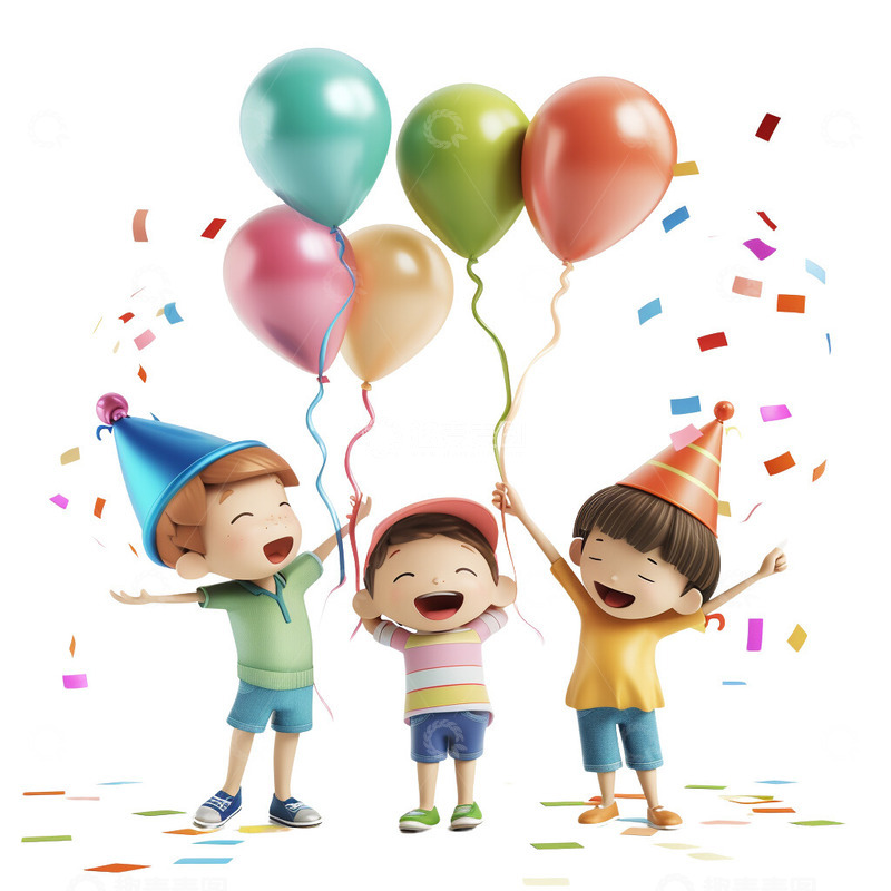 高清大图下载【趣麦麦图】生日庆祝的小朋友们