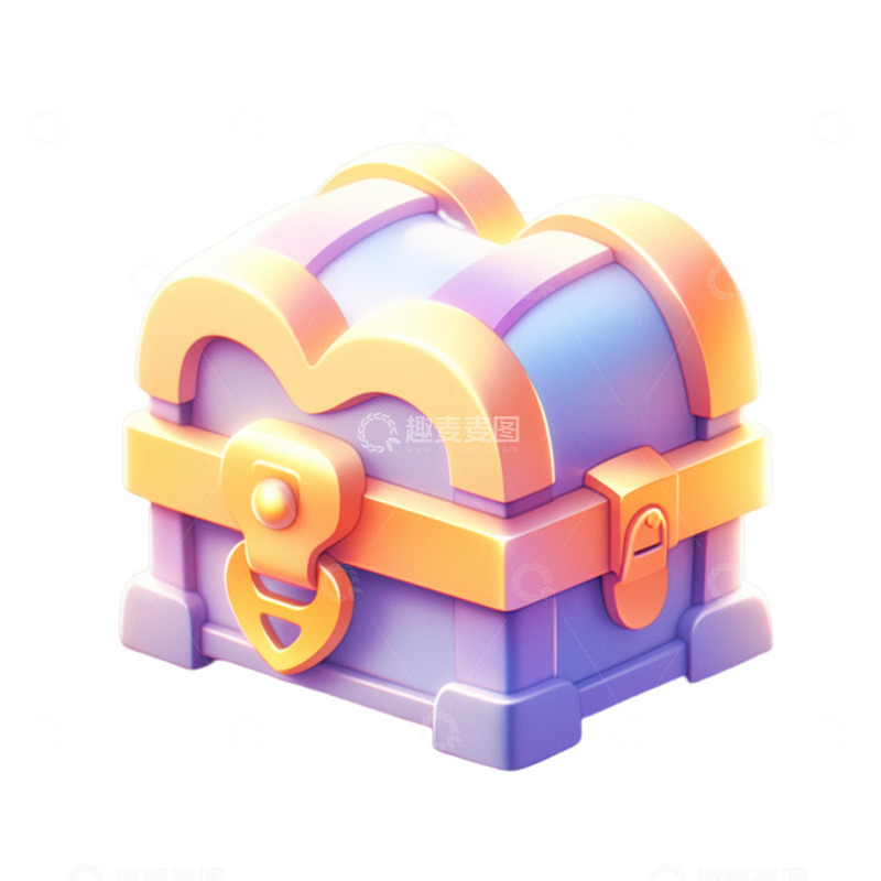源文件下载【趣麦麦图】3D立体紫色宝箱免抠元素