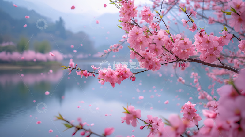 高清大图下载【趣麦麦图】桃花背景中式花朵植物