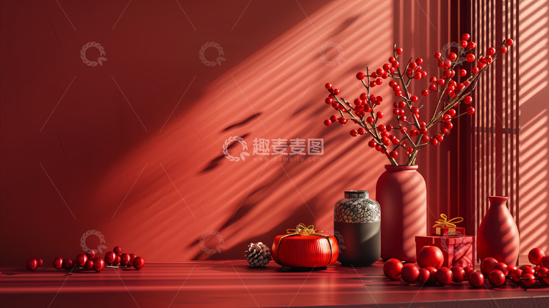 中式春节节日室内背景