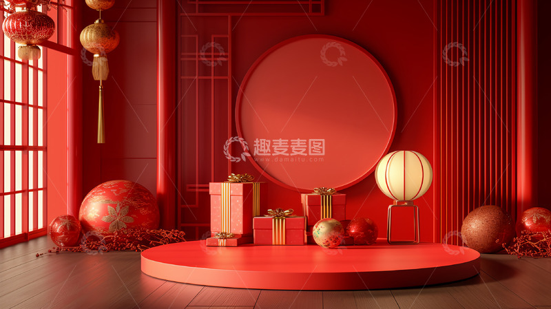 高清大图下载【趣麦麦图】中式电商背景展台