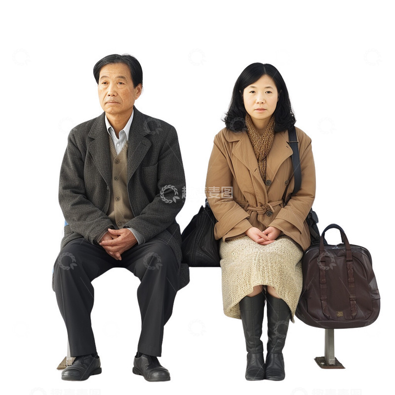 高清大图下载【趣麦麦图】春运在等火车坐在椅子上等火车的人