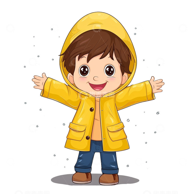 下着雨水雨天雨衣男孩子