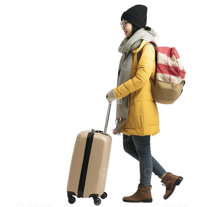 带着行李回家的女子