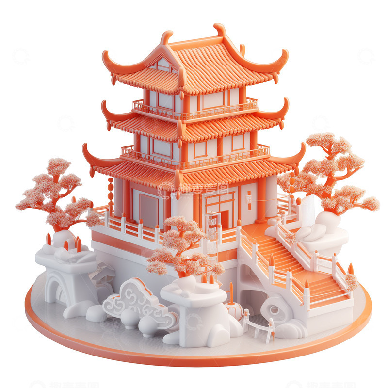 高清大图下载【趣麦麦图】3D中国风古风建筑建模元素