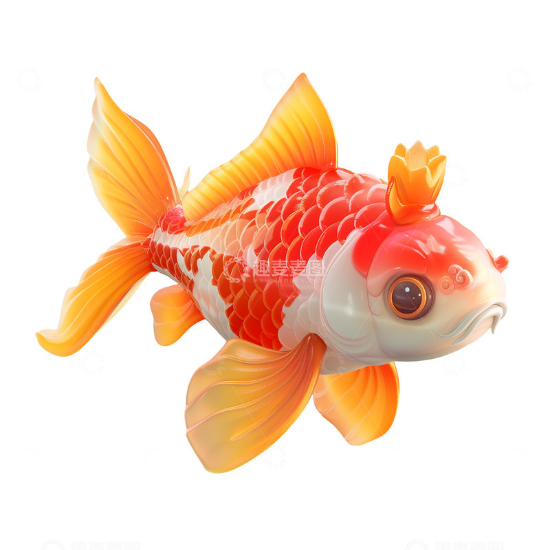 高清大图下载【趣麦麦图】3D精致中国风古风建筑锦鲤