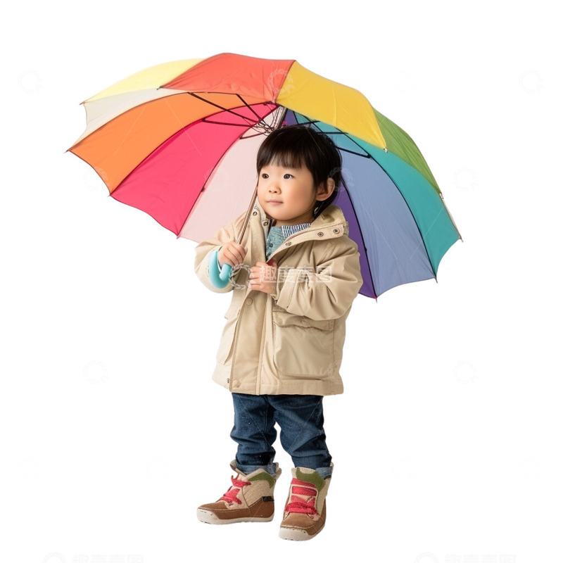 高清大图下载【趣麦麦图】可爱的小女孩打雨伞