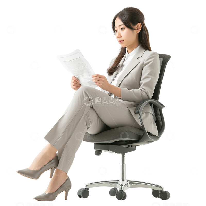 在阅读文件的上班族