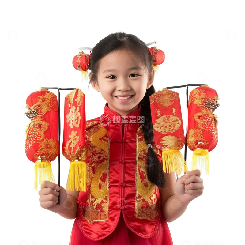 庆祝新年春节元宵除夕的女孩