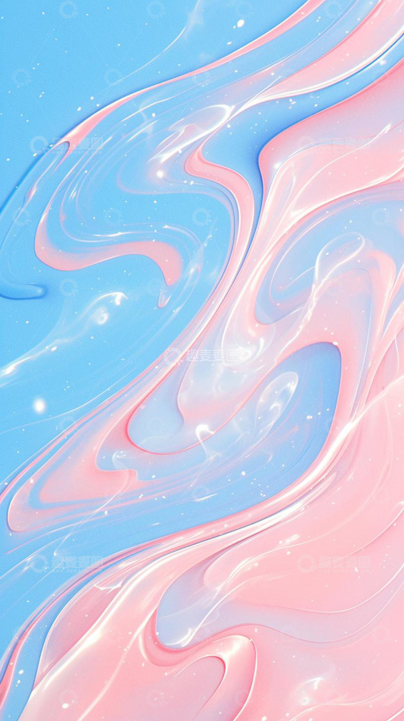 高清大图下载【趣麦麦图】粉蓝渐变流体流动抽象背景