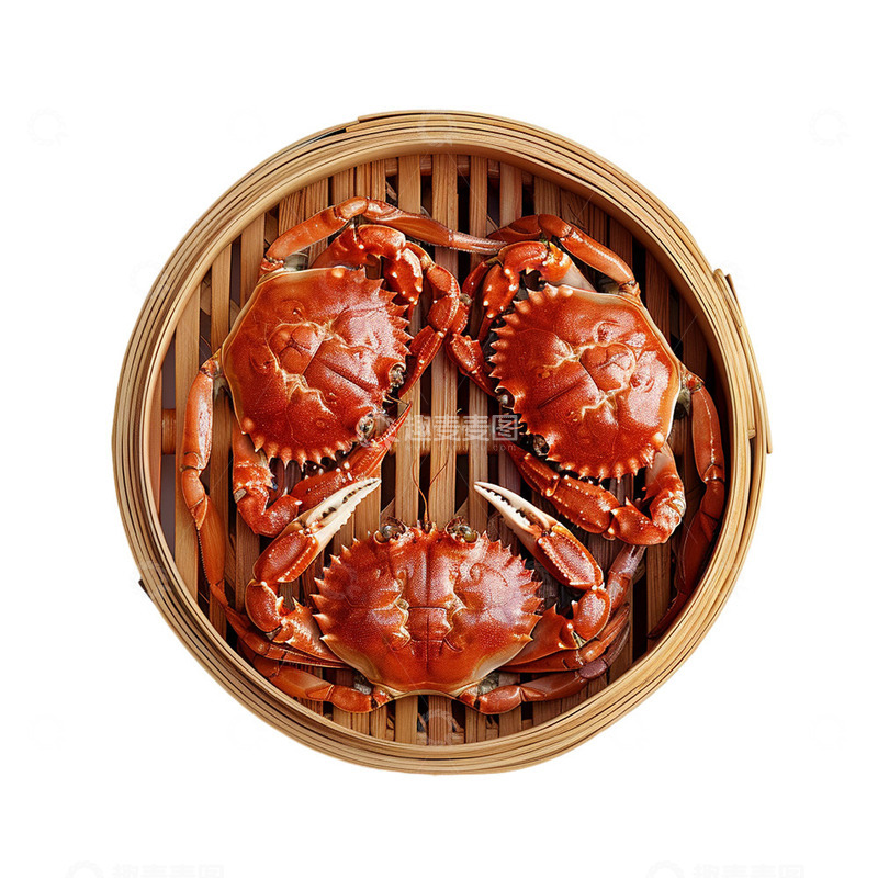 高清大图下载【趣麦麦图】俯视蒸螃蟹素材