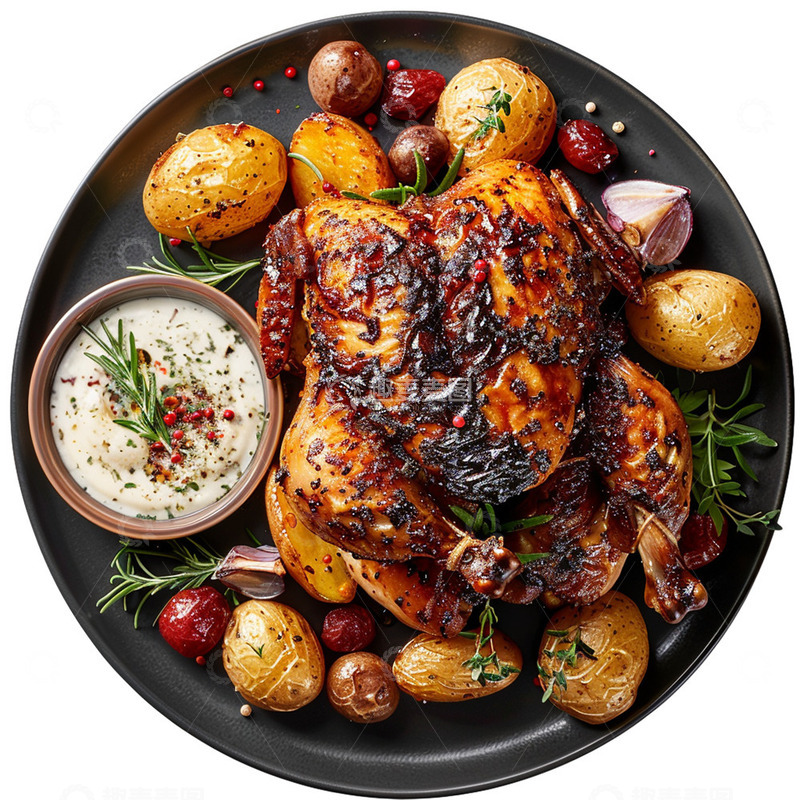 高清大图下载【趣麦麦图】俯视烤鸡美食素材