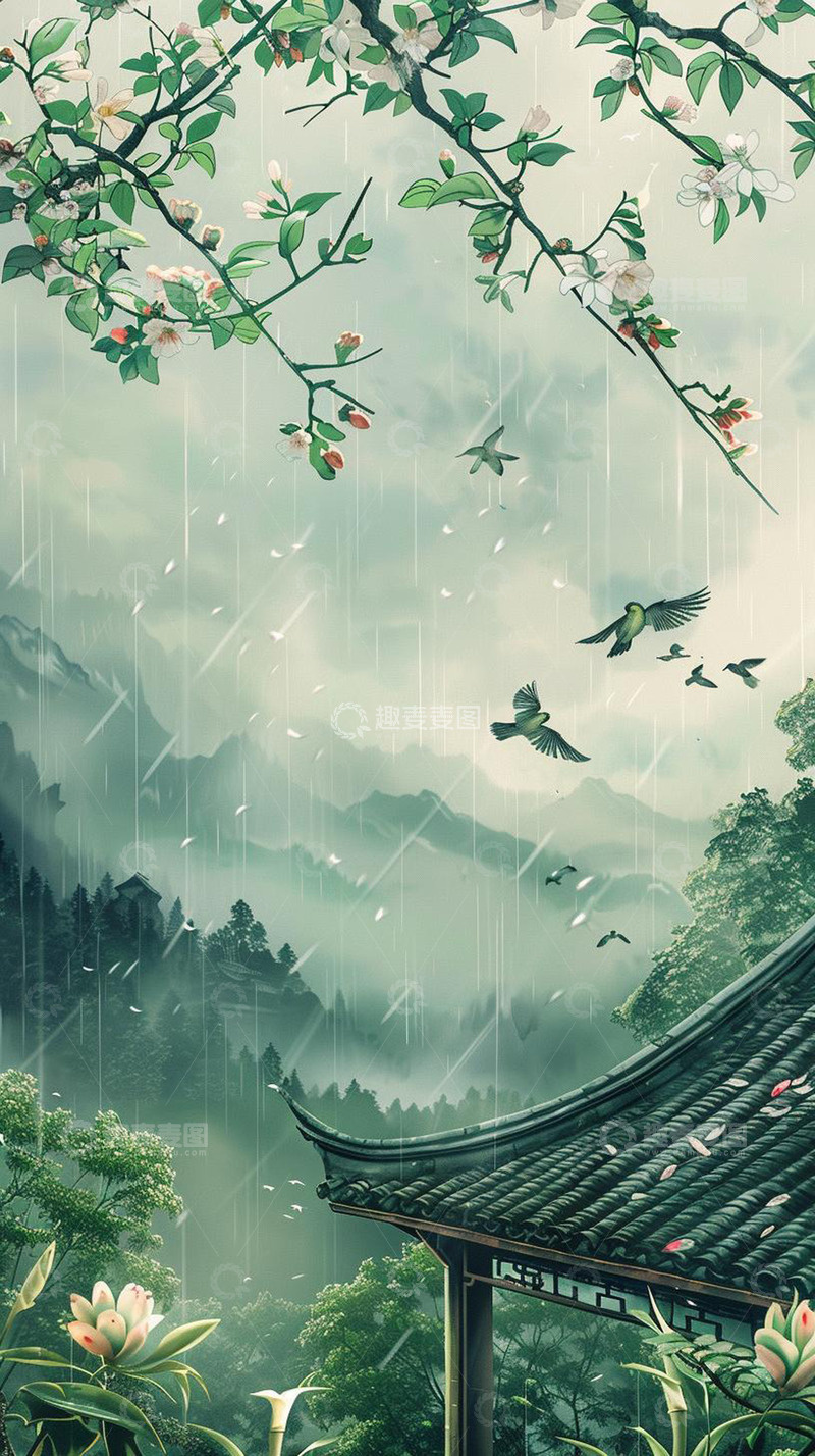 高清大图下载【趣麦麦图】惊蛰清明节气海报