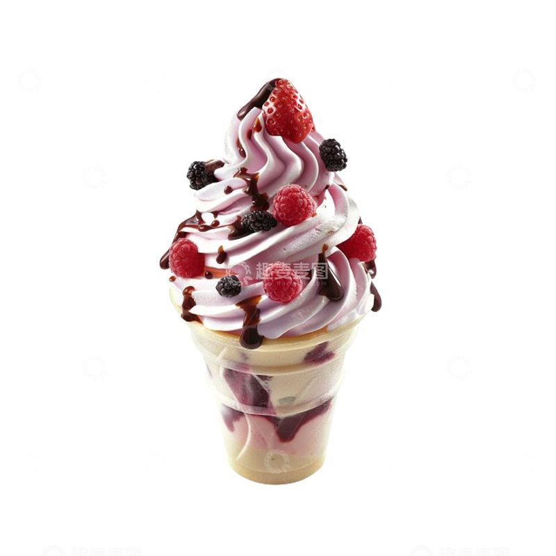 高清大图下载【趣麦麦图】草莓水果巧克力雪糕脆筒