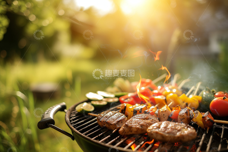 高清大图下载【趣麦麦图】户外烧烤餐饮美食海报