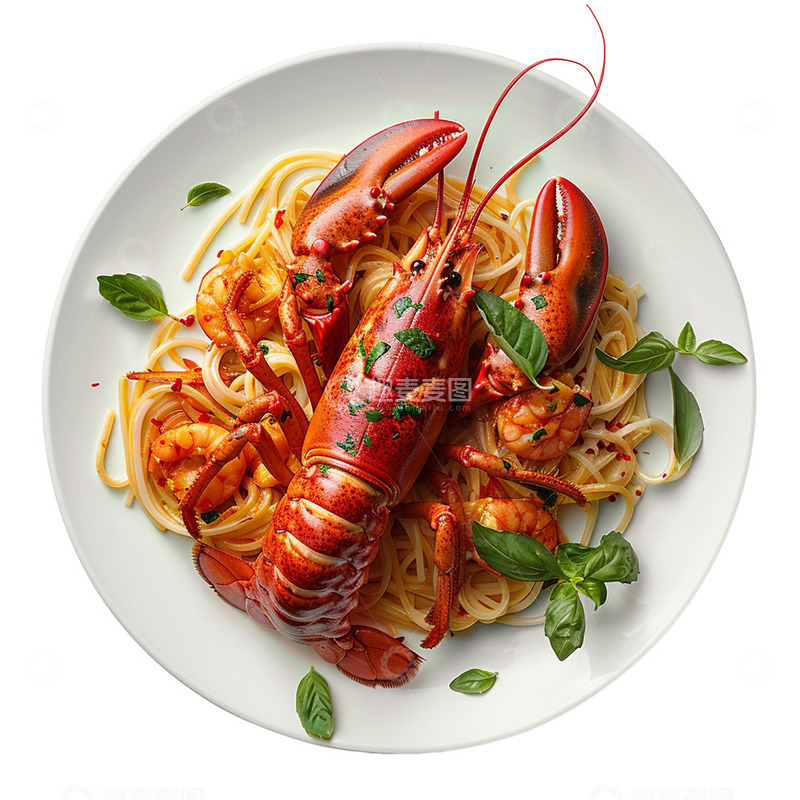 高清大图下载【趣麦麦图】俯视海鲜大餐龙虾