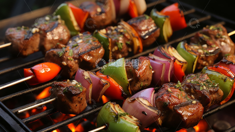 高清大图下载【趣麦麦图】炭火烧烤黑色背景海报