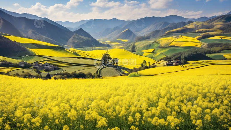 高清大图下载【趣麦麦图】油菜花田风景背景