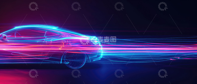 高清大图下载【趣麦麦图】霓虹灯下的汽车轨迹
