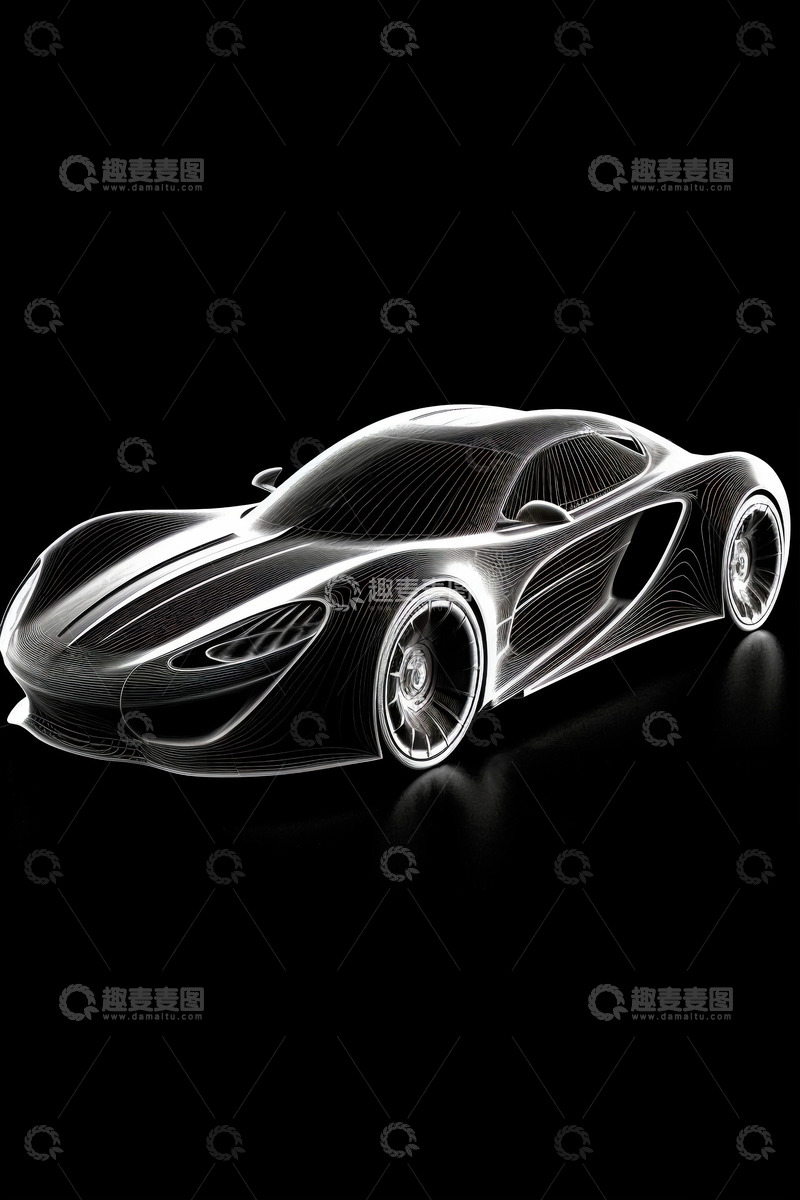 高清大图下载【趣麦麦图】三维汽车线条模型