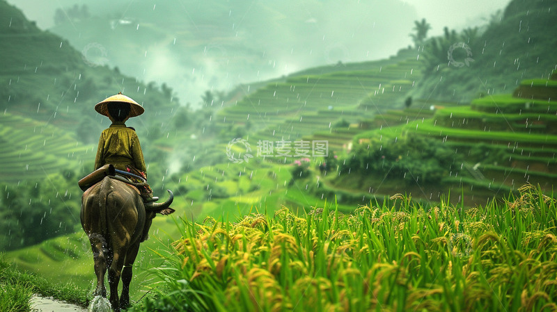谷雨稻田风景