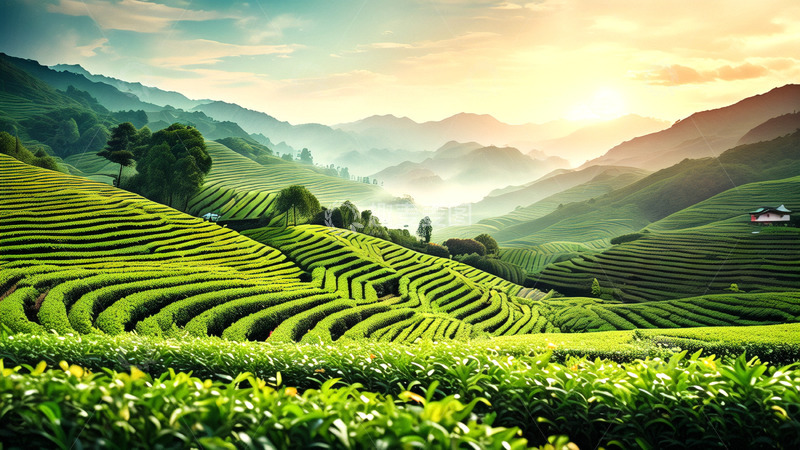 高清大图下载【趣麦麦图】茶园背景春茶上市