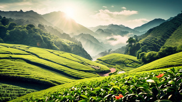 春茶茶园风景背景