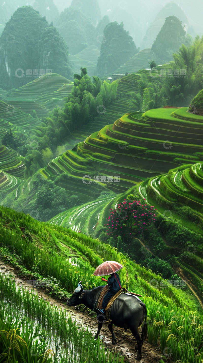 高清大图下载【趣麦麦图】谷雨农耕场景插画