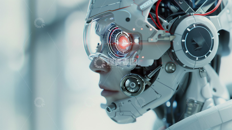 高清大图下载【趣麦麦图】高科技智能机器人脸背景