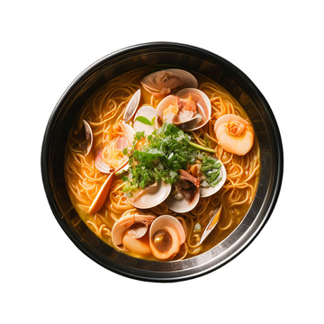 俯视写实海鲜米粉