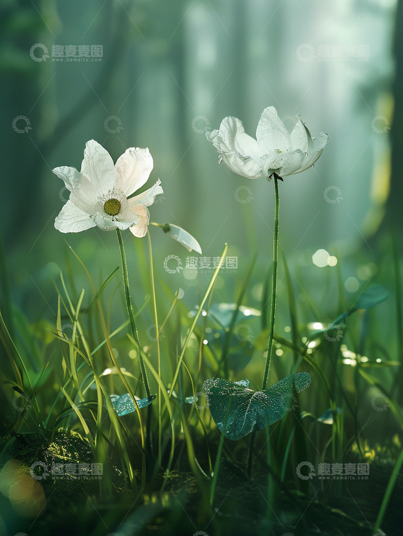 高清大图下载【趣麦麦图】森林静谧写实花朵