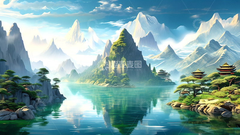 高清大图下载【趣麦麦图】中国风山水美景