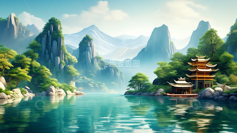 高清大图下载【趣麦麦图】中国山水画诗情画意